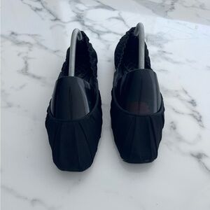 Bottega Veneta Pleated Satin Ballet Flat, Black, Size 40